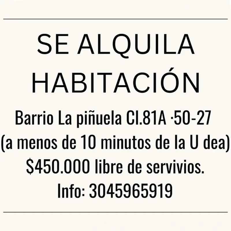 Alquiler de una habitación en el sector La Piñuela.