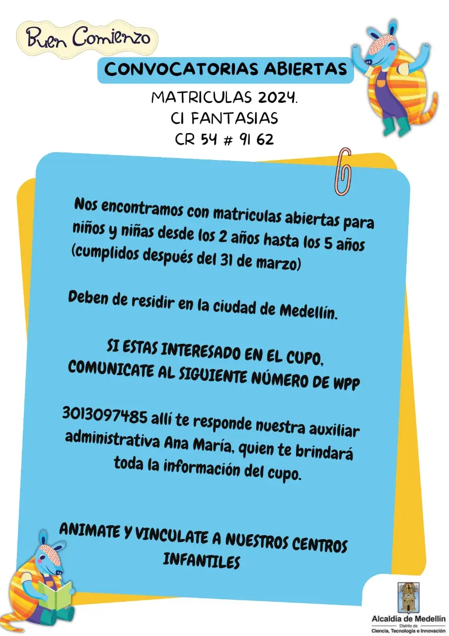 ¡Atención madres de Aranjuez! Se encuentran abiertas la convocatoria del CI Infantil Fantasías sede Palermo.
